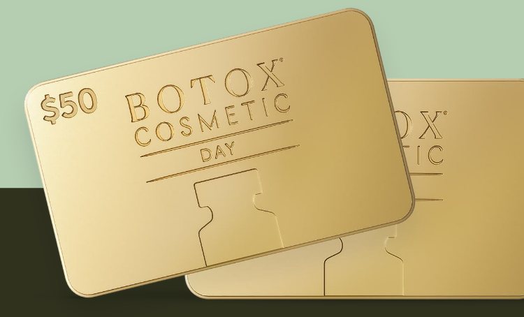 Two gold $50 BOTOX® Cosmetic Day gift cards