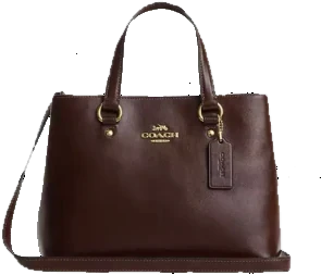 A brown leather Coach tote bag