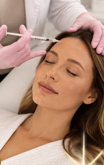 A client relaxing during a wrinkle-relaxer treatment